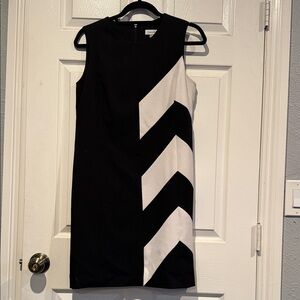 Calvin Klein Black and White Chevron Mini Dress